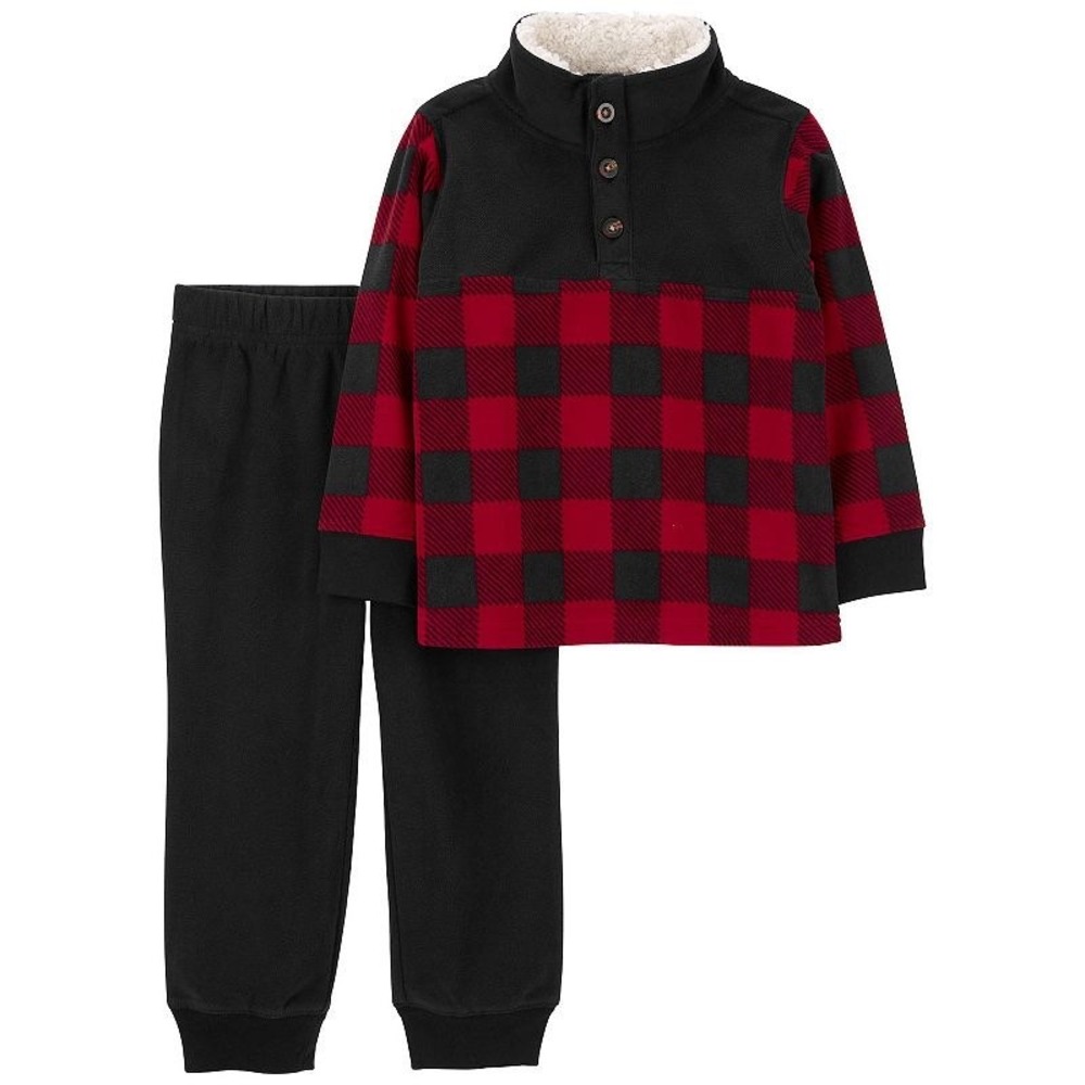 Carter's Sherpa Toddler Boys 2-pc. Microfleece Pant Set -‎ 5t - Red/Black Plaid - Picture 1 of 8